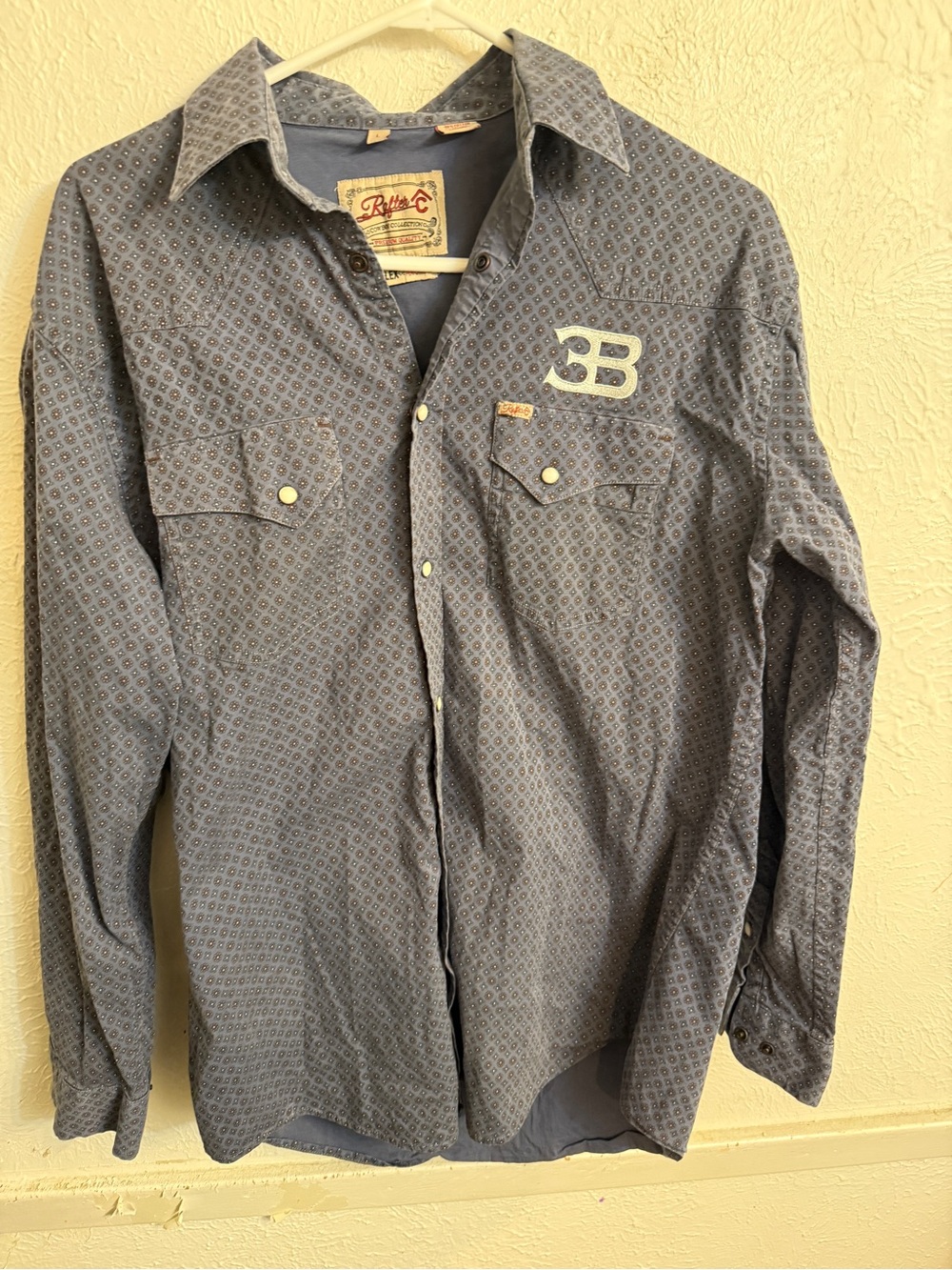 Rafter C Buckle-Down Men's Long-Sleeve Blue Patterned Button-Up Shirt